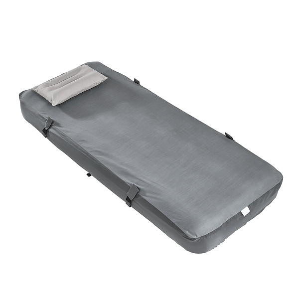 SoBuy Sonnenliege Grau mit integriertem Kissen, Campingmatratze klappbar und kompakt, Luftbett aus PES für Outdoor, 191×76×22 cm, OGS32-II-HG-P01