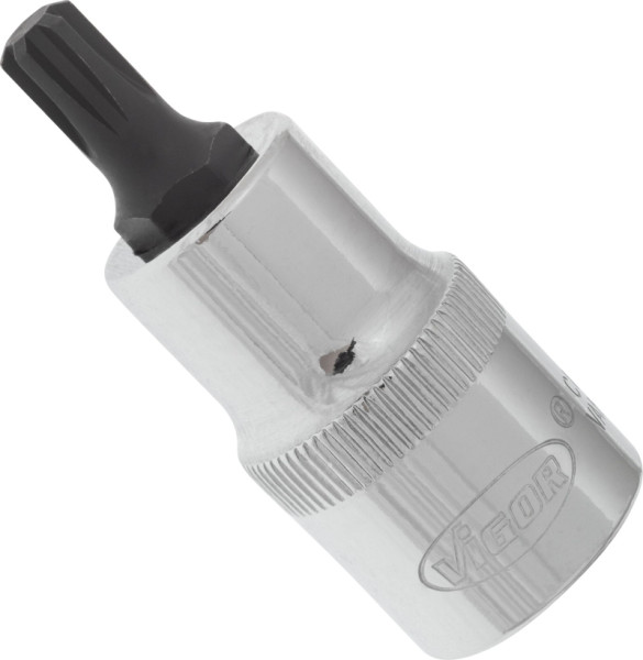 VIGOR RIBE Schraubendreher-Einsatz, Vierkant hohl 12,5 mm (1/2 Zoll), Innen Keilprofil Ribe-CV, M7, Länge: 55 mm, VE: 10 Stück, V2204