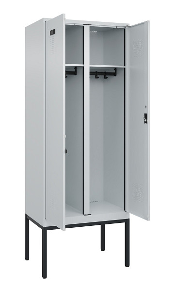 C+P Schwarz-Weiß-Spind Evolo PLUS, Gestell, 2 Abteile, 2120x800x500mm, 7035/7035, Zylinderschloss, 0490327-22 S10040