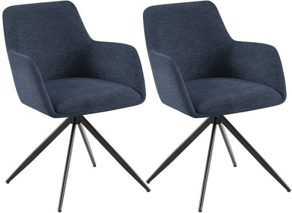 CLP 2er Set Esszimmerstuhl Olema Stoff, blau, 327374
