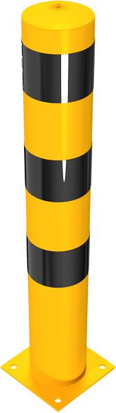 Schake Stahlrohrpoller zum Aufdübeln, feuerverzinkt, gelb beschichtet, drei schwarze Streifen, 40153BG