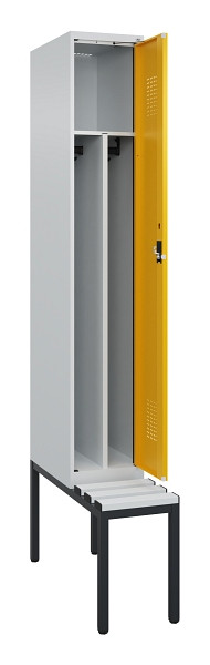 C+P Spind Evolo PLUS, 1 Abteile, 2120x300x815mm, 7035/1004, Haken 4, Zylinderschloss, Sitzfläche Kunststoff, Sitzbank, 0490507-10F S10082