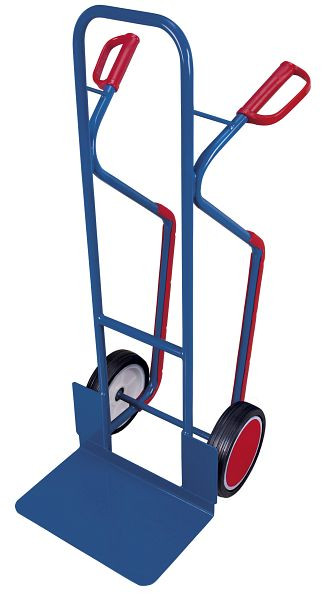 VARIOfit Stahlrohrkarre mit großer Schaufel, Außenmaße: 570 x 655 x 1.315 mm, RAL 5010 enzianblau, Radsatz: Vollgummibereifung, sk-710.202