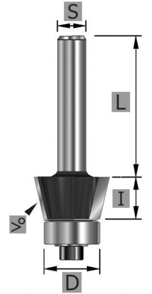 Edessö Fasefräser HW mit Kugellager, A: 19,9,<: 22°, B: 9,5, C: 12, 108019912