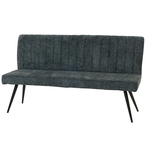 Mendler Sitzbank HWC-K16, Esszimmerbank Bank Polsterbank, Rückenlehne Stoff/Textil Chenille Metall 160cm, blau-grün, 108190+108191