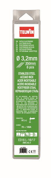 Telwin Edelstahl Stabelektroden Ø 3,2 mm, VE: 8 Stück, 802624