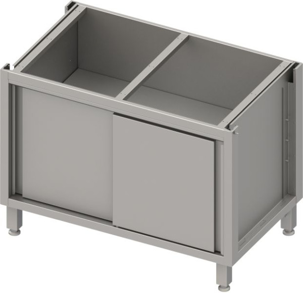 Stalgast Edelstahl Unterschrank Boxversion 2.0, für Beine/Sockelrahmen, mit Schiebetüren 1000x540x660 mm, BX10552