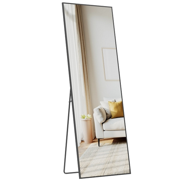 SONGMICS Ganzkörperspiegel, Schwarz, 160x50x1,3 cm, LFM050BD01