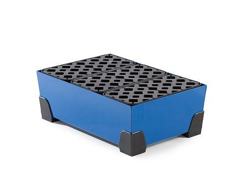 DENIOS Kleingebindewanne Vario 30, lackierter Stahl, mit PE-Gitterrost, Auffangvolumen 30 Liter, 250689