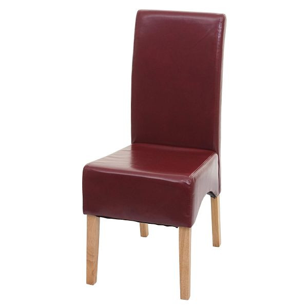 Mendler Esszimmerstuhl Latina, Küchenstuhl Stuhl, Leder, rot, helle Beine, 74543