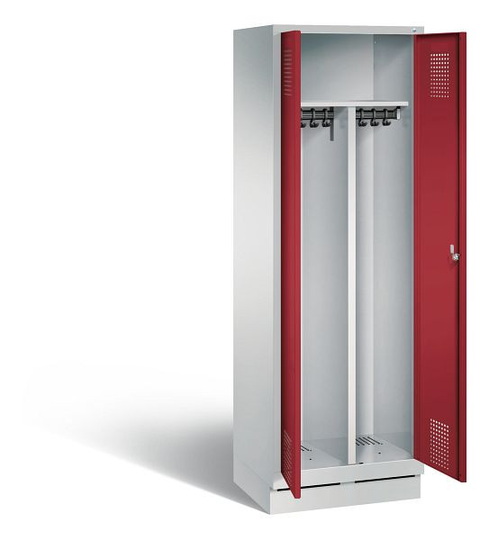 C+P Schwarz-Weiss-Spind Evolo, H1800xB610xT500mm, Farbe: Lichtgrau / Rubinrot, 48022-20 S10221