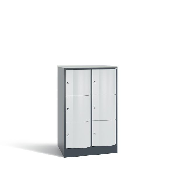 C+P XL-Schließfachschrank Resisto,6 Fächer,H1255B772T640mm, Anthrazit/Grau/DBSHellgrau, 8573-273 S10173