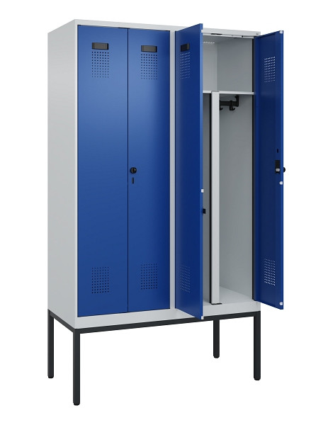 C+P PSA Doppel-Spind Evolo PLUS, Gestell, 4 Abteile, 2120x1200x500mm, 7035/5010, Drehriegel, 0490327-40P S10006
