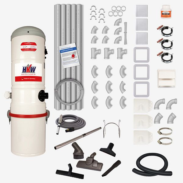HKW Komplett-Set SMALL 1 - 3 Saugdosen, 12 m Saugschlauch, 2100312