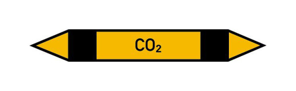Schilder Klar Rohrleitungskennzeichen CO2, 187x26 mm Folie selbstklebend, 101568/61