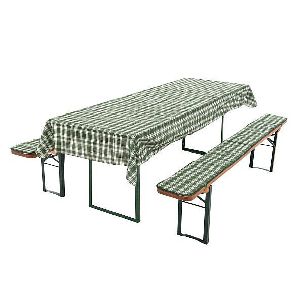 doppler Bierbankauflagenset Design: 116 Karo green PK, 2 Auflagen, 220x25 cm + Tischtuch, 260x80 cm, 82494116