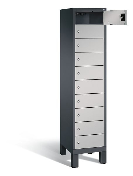 C+P Schließfachschrank Evolo, H1850xB420xT500mm, Farbe: Schwarzgrau / Weißaluminium, 48010-1210 S10033