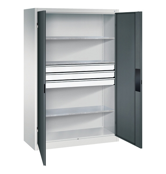 C+P Werkzeugschrank Acurado, H1950xB1200xT500mm, 7035/7016, 2 Einlegeböden, Traglast 110 kg, 8931-5230 S10190