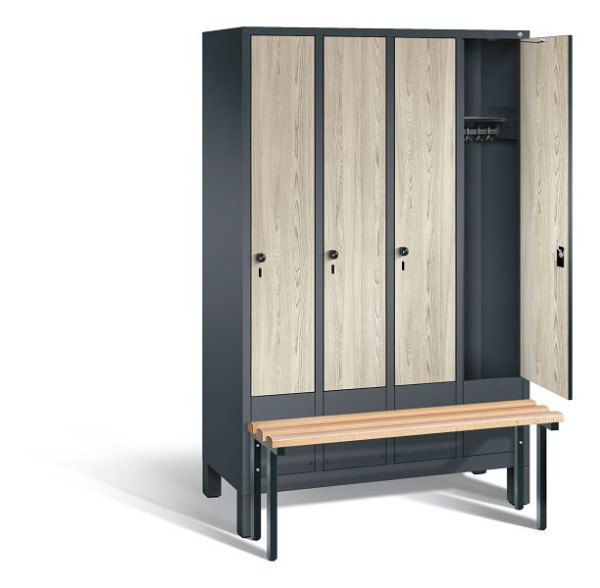 C+P Garderobenschrank Evolo, H1850xB1190xT815mm, Farbe: Anthrazitgrau / Dekor Sen-Esche, 48030-40 S10242