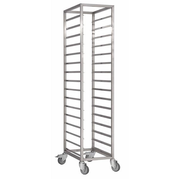 Gastro M Regalwagen GN2/1 18 Etagen, Edelstahl, 4 Rollen, DS458