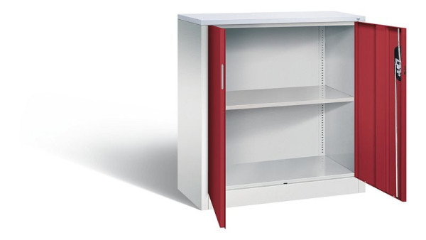 C+P Büroschrank Acurado, H1000xB930xT400mm, Farbe: Lichtgrau / Rubinrot, Muldengriff, 2 OH, 9266-1200 S10308