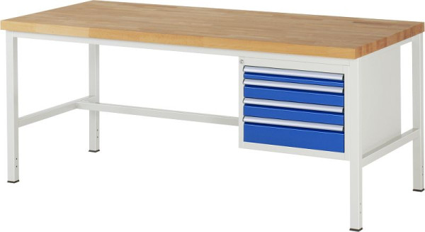 RAU Werkbank Serie 8000 - Modell 8132, B2000 x T900 x H840-1040 mm, Systemunterbau B1995 x T850 x H800-1000 mm, 03-8132A1-209B4H.11