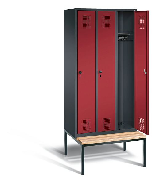 C+P Garderobenschrank Evolo, H2090xB900xT815mm, Farbe: Schwarzgrau / Rubinrot, 48050-30 S10104