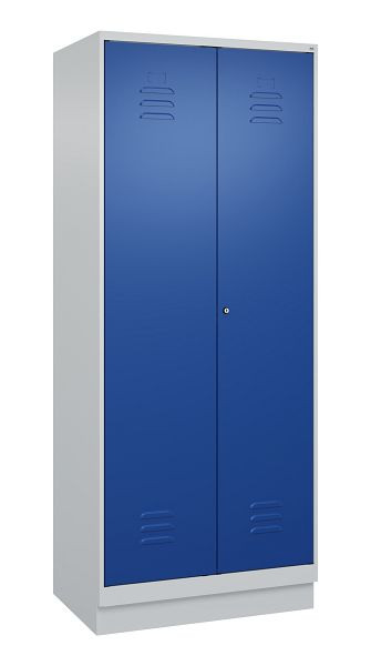 C+P Umkleidespind Classic PLUS, Doppel-Spind, Sockel, 2 Abteile, 1950x800x500mm, 7035/5010, Zylinderschloss, 080022-22P S10018