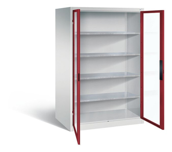 C+P Werkzeugschrank Acurado, H1950xB1200xT800mm, Farbe: Lichtgrau / Rubinrot, Muldengriff, 8934-0552 S10013