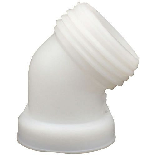 DENIOS IBC-Auslaufstutzen DN 80, 1-teilig, mit Grobgewinde S100x8 IG, 45° abgewinkelt, VE: 3 Stück, 311441
