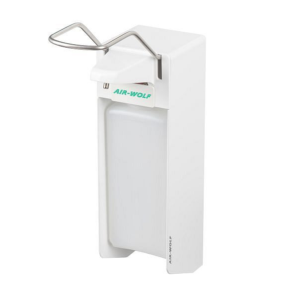 Air Wolf Desinfektionsmittel- und Seifenspender, Serie Omikron II, H x B x T: 340 x 94 x 222 mm, Alu weiß, WH Kunststoff, 35-458
