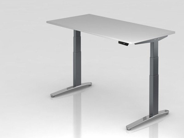 Hammerbacher Sitz-Steh-Schreibtisch elektrisch 160x80cm Grau/Graphit, poliert, Rechteckform, VXBHM16/5/GC