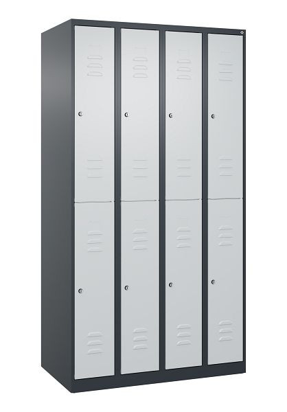 C+P Doppelstöckiger Spind Classic PLUS, 4 Abteile, 1850x1000x500mm, 7016/7035, Zylinderschlösser, 080300-49 S10019