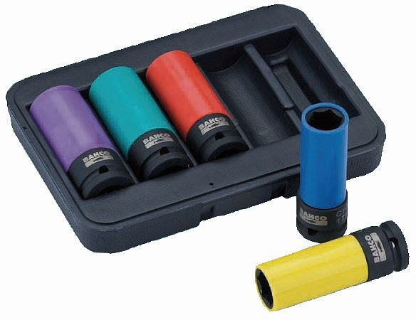Bahco 1/2" Kraft-Steckschlüssel-Satz, 5-teilig, 6kant, 17, 19, 21, 22, 24 mm, BWSS12P5