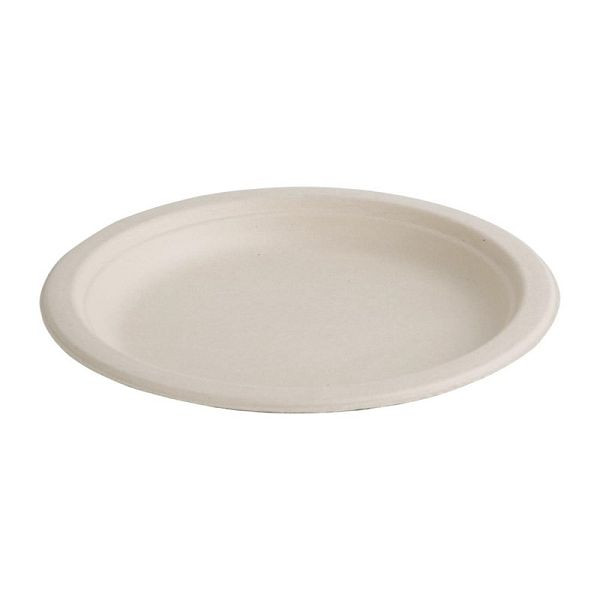 Fiesta Compostable kompostierbare Teller aus Bagasse rund ungefärbt 26cm (50 Stück), FC545