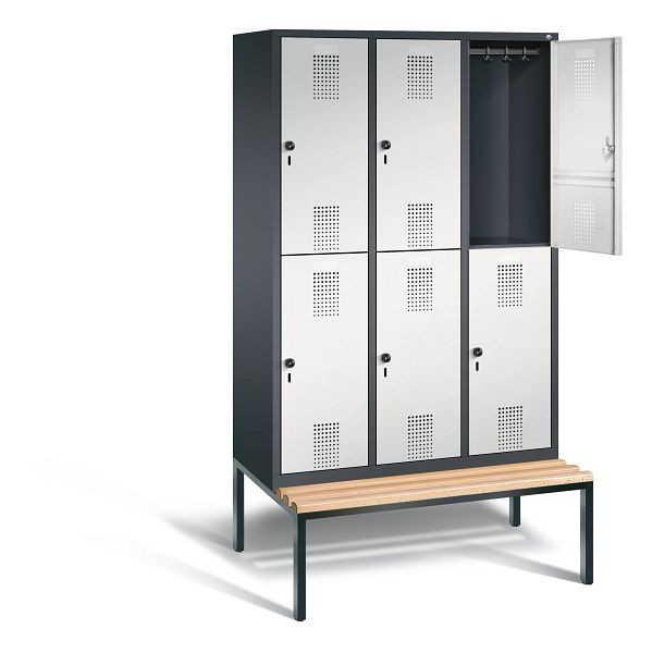 C+P Spind doppelstöckig Evolo, H2090xB1200xT815mm, Farbe: Schwarzgrau / Lichtgrau, 48350-32 S10015