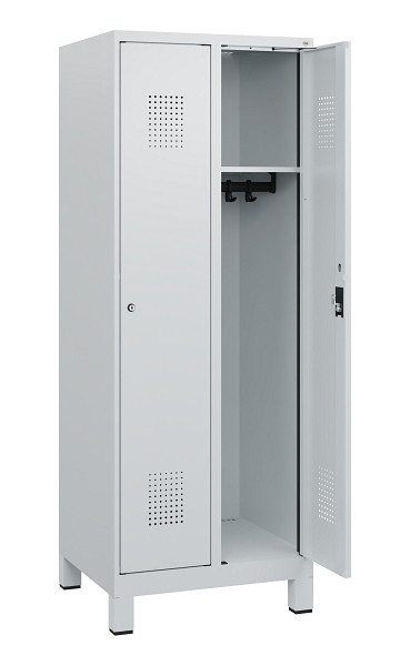 C+P Spind Evolo PLUS, Füße, 2 Abteile, 1630x600x500mm, 7035/7035, Zylinderschloss, 0490105-20 S10040