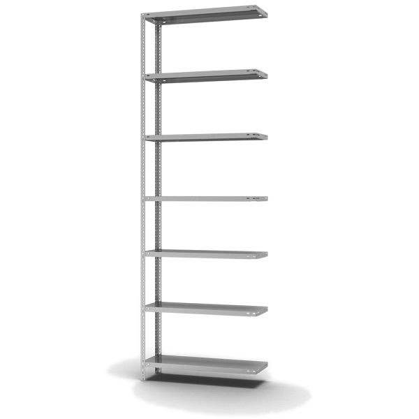 hofe Fachboden-Anbauregal, 3000x300x1000 mm, 7 Fachebenen, verzinkt, 200 kg Fachlast, 1400 kg Feldlast, zweiseitige Bedienung, WZA30310M