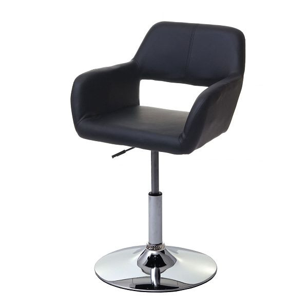 Mendler Esszimmerstuhl HWC-A50 III, Stuhl Küchenstuhl, Retro 50er Jahre, Kunstleder, schwarz, Chromfuß, 63930
