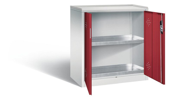 C+P Umweltschrank Acurado, H1000xB930xT500mm, Farbe: Lichtgrau / Rubinrot, Muldengriff, 8821-315 S10151