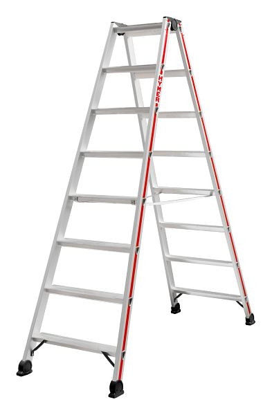 HYMER Stufenstehleiter, beidseitig begehbar, 2x8 Stufen, Länge 2,02 m, 412416