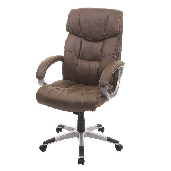 Mendler Bürostuhl HWC-A71, Chefsessel Drehstuhl Schreibtischstuhl, Stoff/Textil, Wildleder-Optik braun, 74184