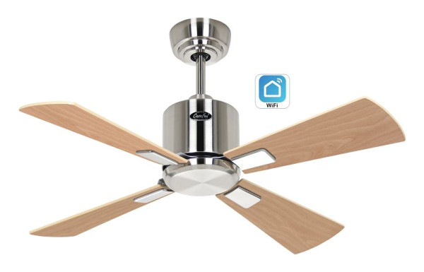 CasaFan Deckenventilator Eco Neo III 92 Chrom gebürstet-Ahorn/Buche WiFi, 942021W