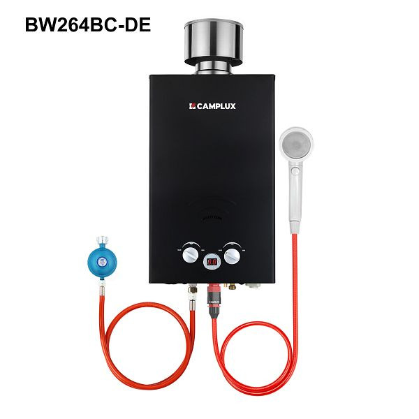 CAMPLUX 10L Tankless Gasdurchlauferhitzer Schwarz 50mbar, BW264BC-DE
