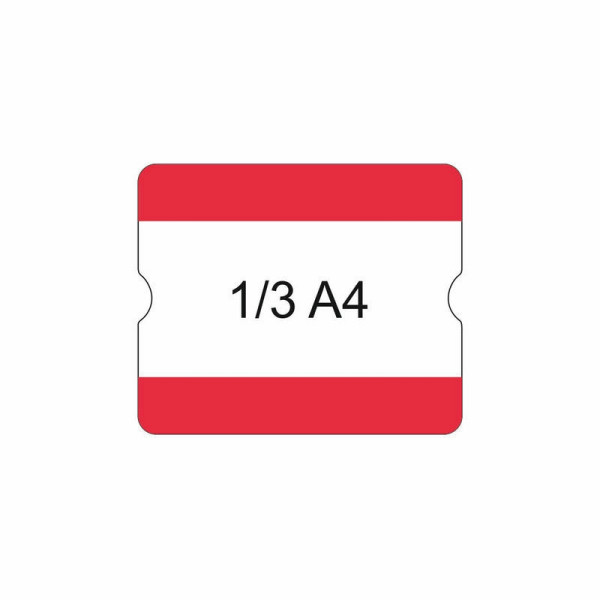 Eichner Bodenbeschriftungstasche 1/3 A4 offen, selbstklebend für innen, austauschbare Beschriftung, 216x180 mm, rot, VE: 10 Stück, 9225-20530-020