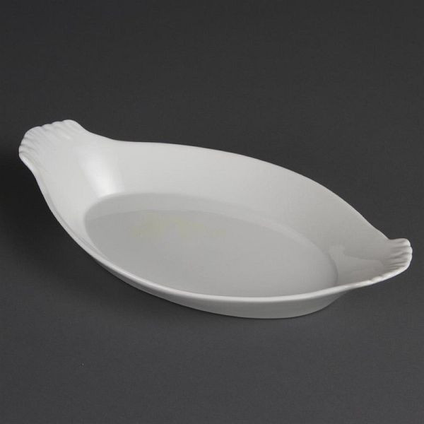 Olympia Whiteware ovale Gratinschalen weiß ohne Ohren 32 x 17,7cm, VE: 6 Stück, W423
