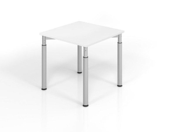 Hammerbacher Schreibtisch YS08, 80 x 80 cm, Platte: Weiß, 25 mm dick, ABS-Dickkante, Rechteckform, Silber, VYS08/W/S