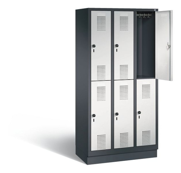 C+P Spind doppelstöckig Evolo, H1800xB900xT500mm, Farbe: Schwarzgrau / Lichtgrau, 48320-30 S10262