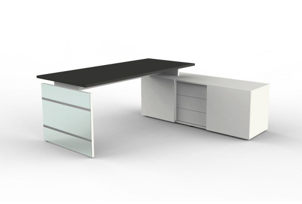 Kerkmann Lugano Komplettarbeitsplatz, B 1800 x T 800 x H 740 mm, anthrazit, 11433713