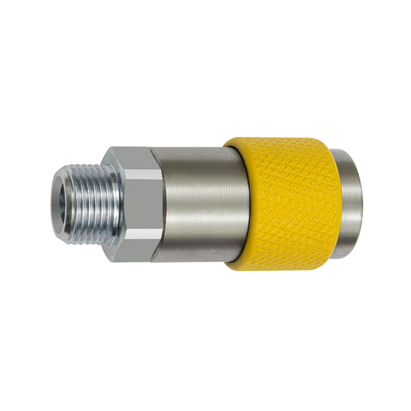 Riegler Unverwechselbare Dreh-Sicherheitskupplung NW 6, ISO 6150 C, G 1/4 AG, gelb, 141862